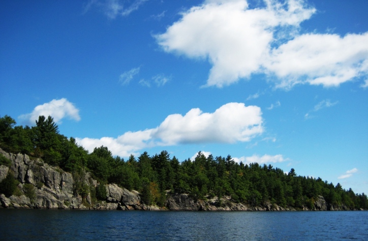 The rocky shores of Long Lake in the Kawarthas