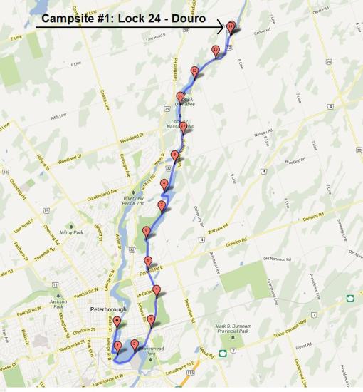 Day 1: 14km route with 5 portages
